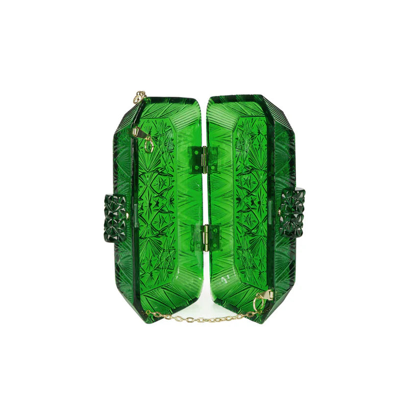 Wide Octagon Clutch Emerald Green