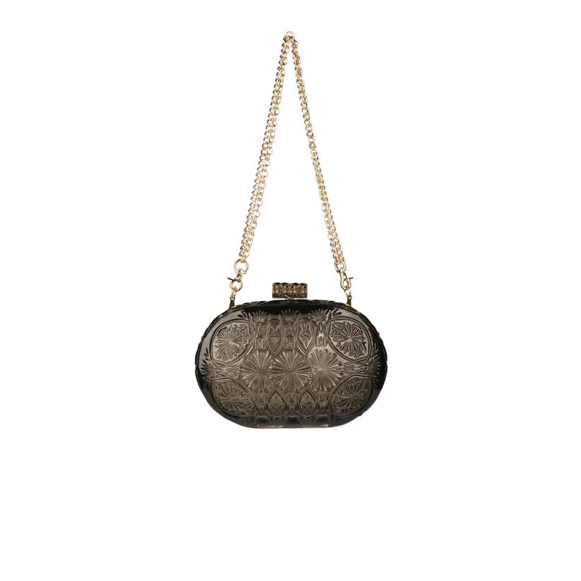 Wide Octagon Clutch Dark Grey