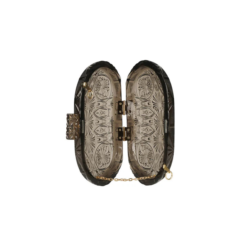Wide Octagon Clutch Dark Grey