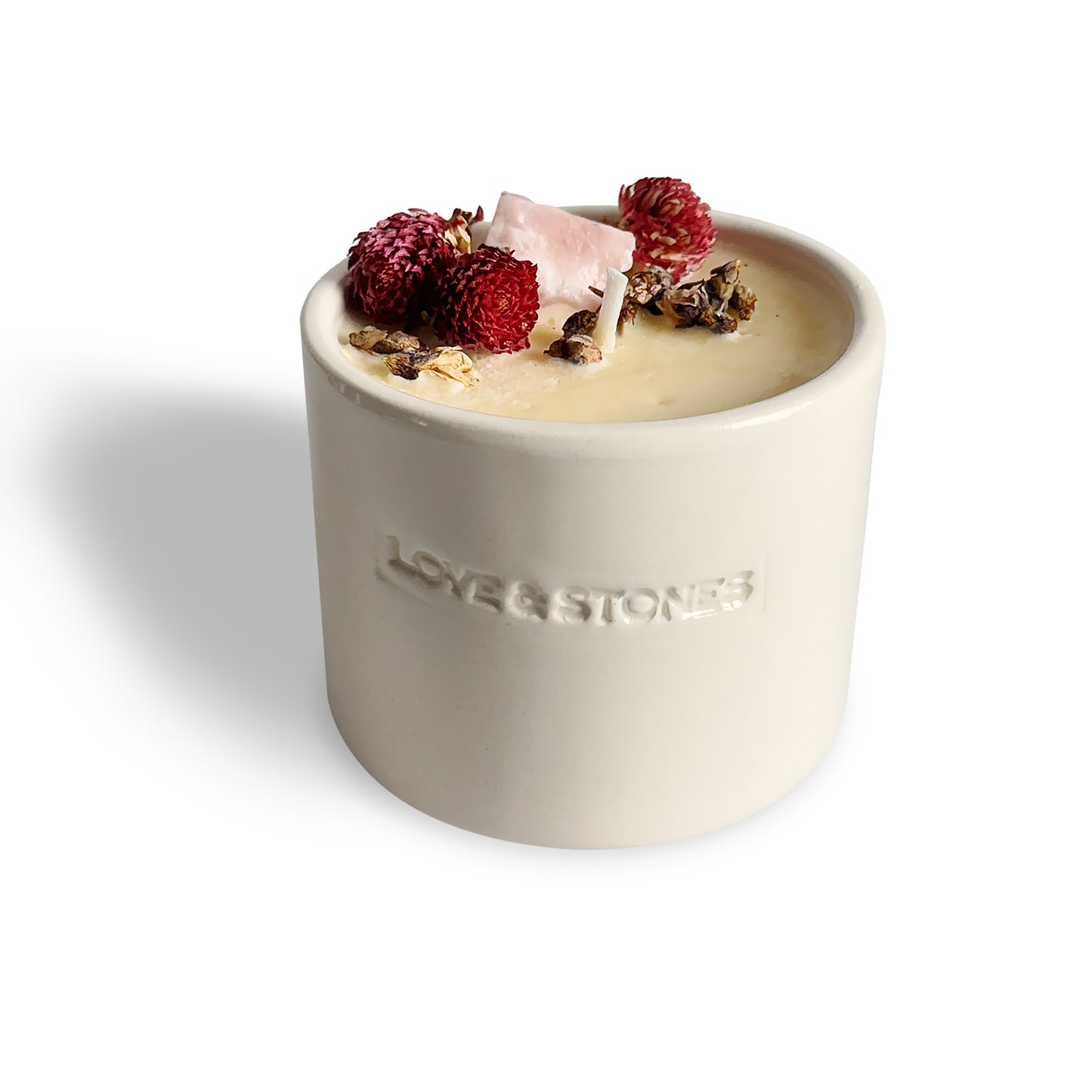 Forever - A Raw Rose Quartz Crystal Infused Scented Tiny Candle