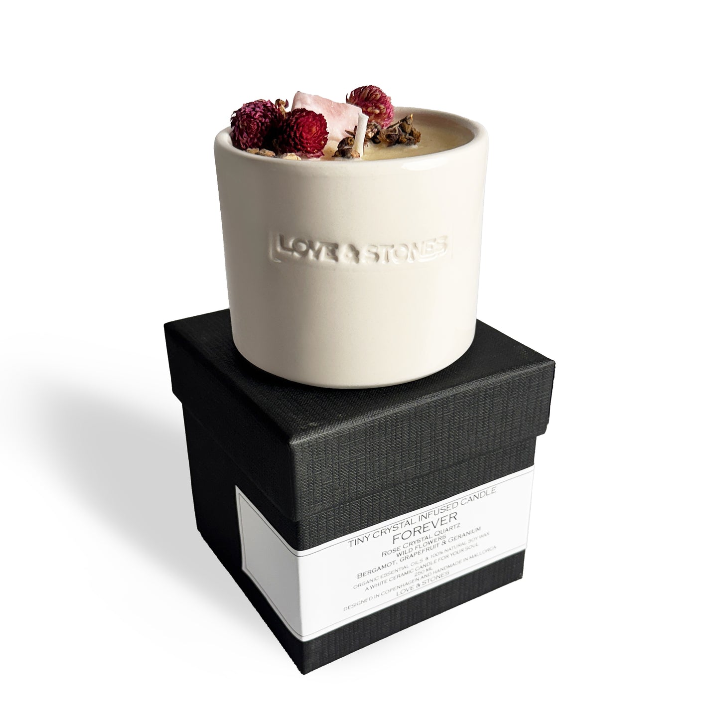 Forever - A Raw Rose Quartz Crystal Infused Scented Tiny Candle
