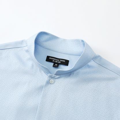Tang Jacquard Cotton Shirt Light Blue
