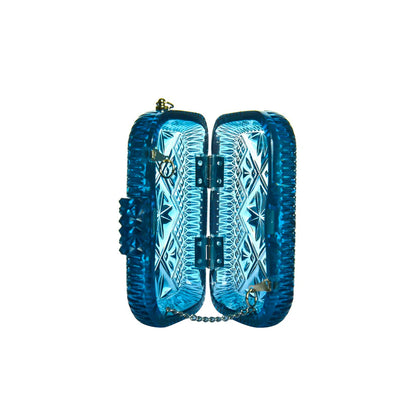 Hand Carved Clutch Classic Blue