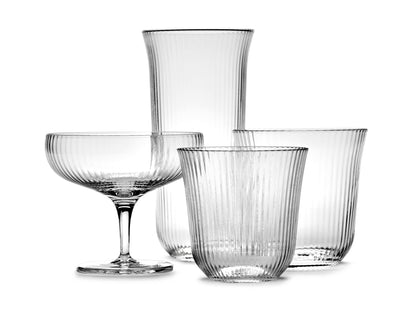 Inku  Small Tumbler Transparent Ribbed Glasses  Set of 4