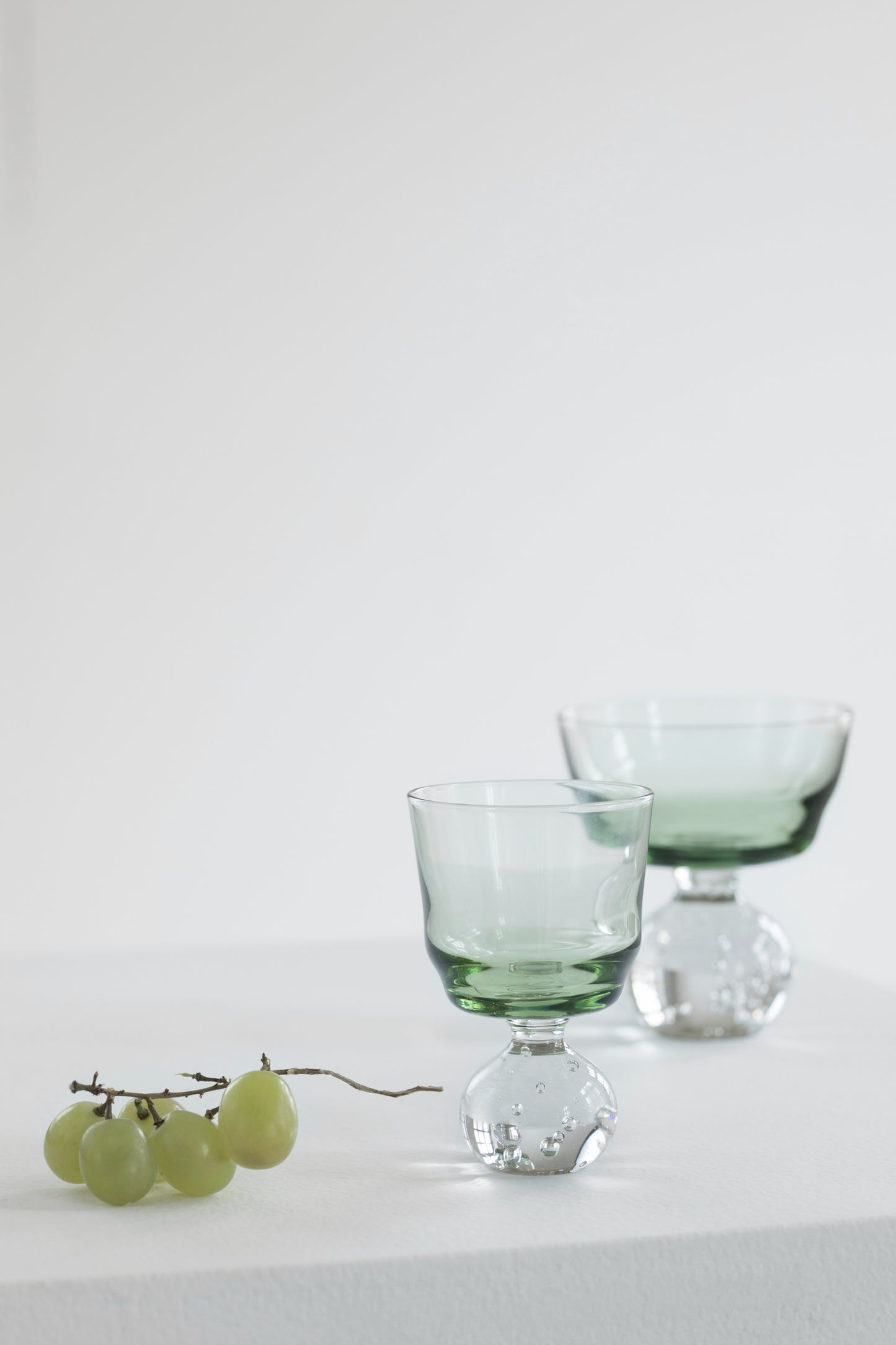 Eternal Snow Medium Stem Glasses Green Set of 6