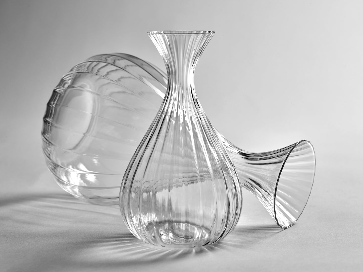 Inku Medium Carafe Transparent Ribbed