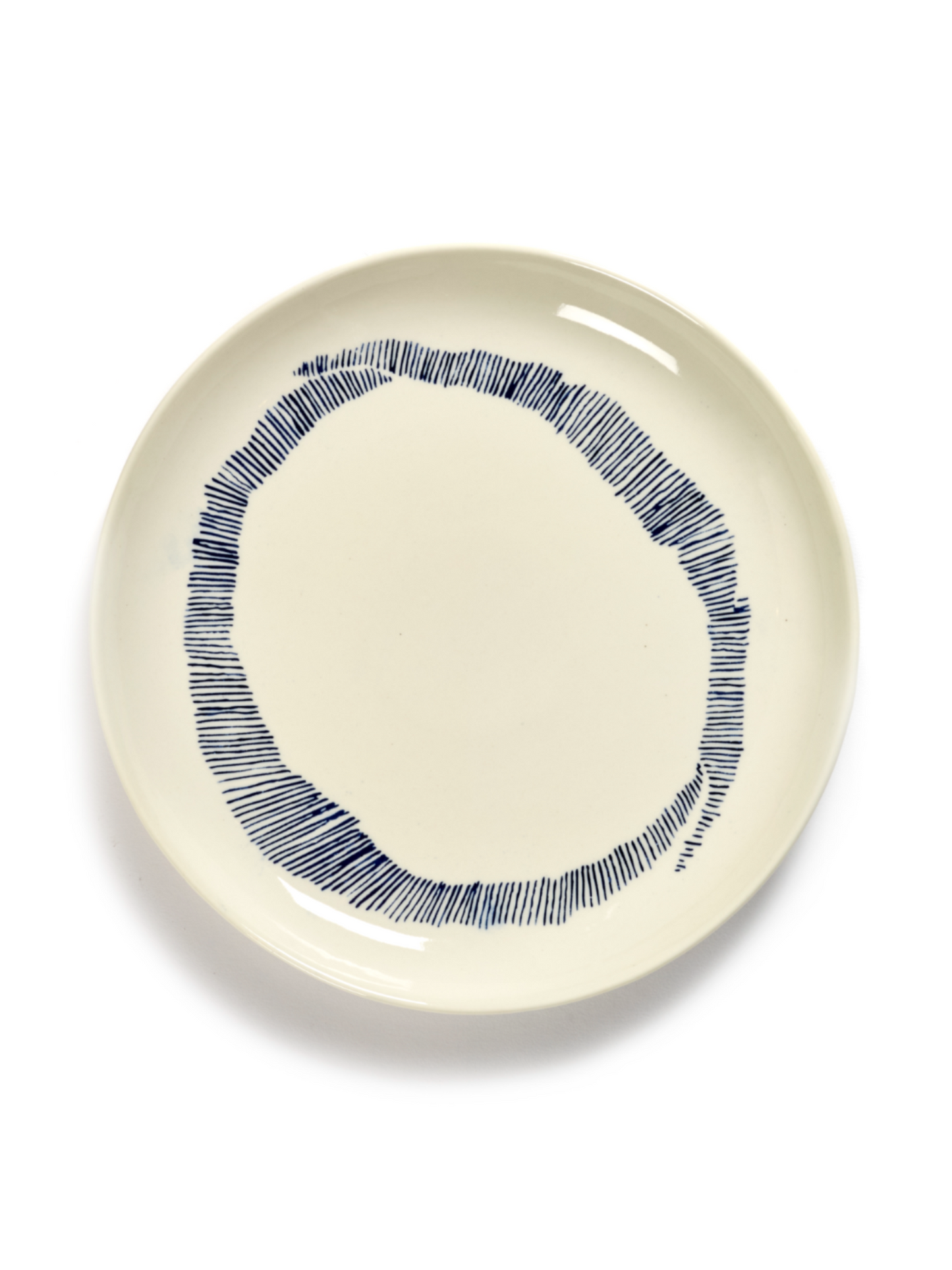 Feast Breakfast Plates, White Swirl Blue Stripes Set of 2