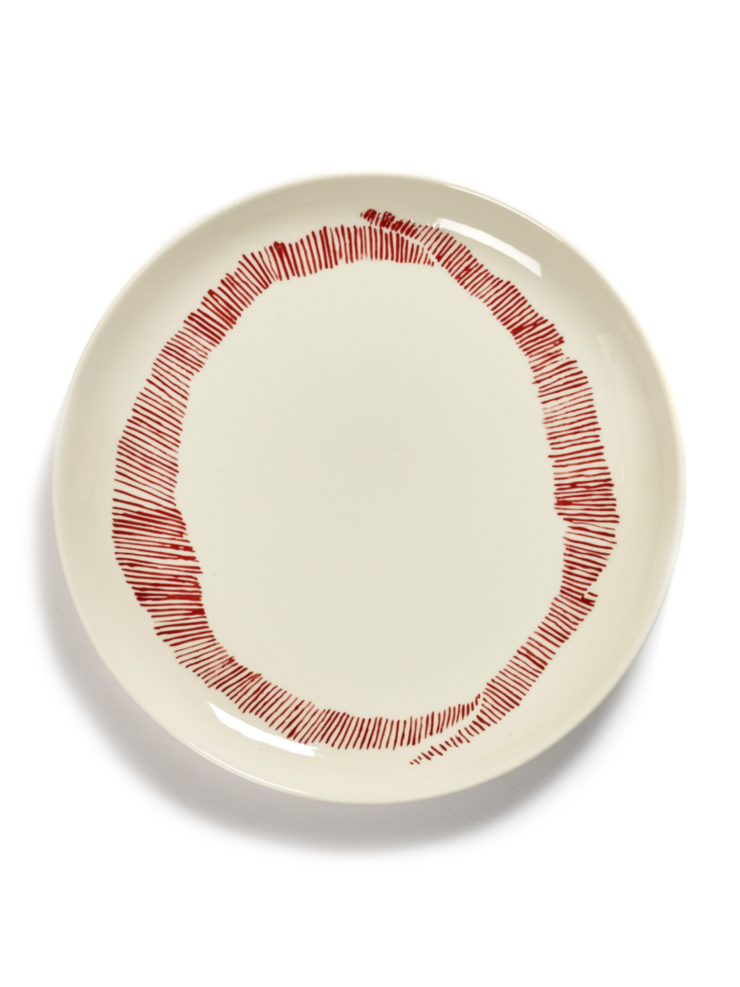 Feast Starter Plates, White Swirl Red Stripes  Set of 2