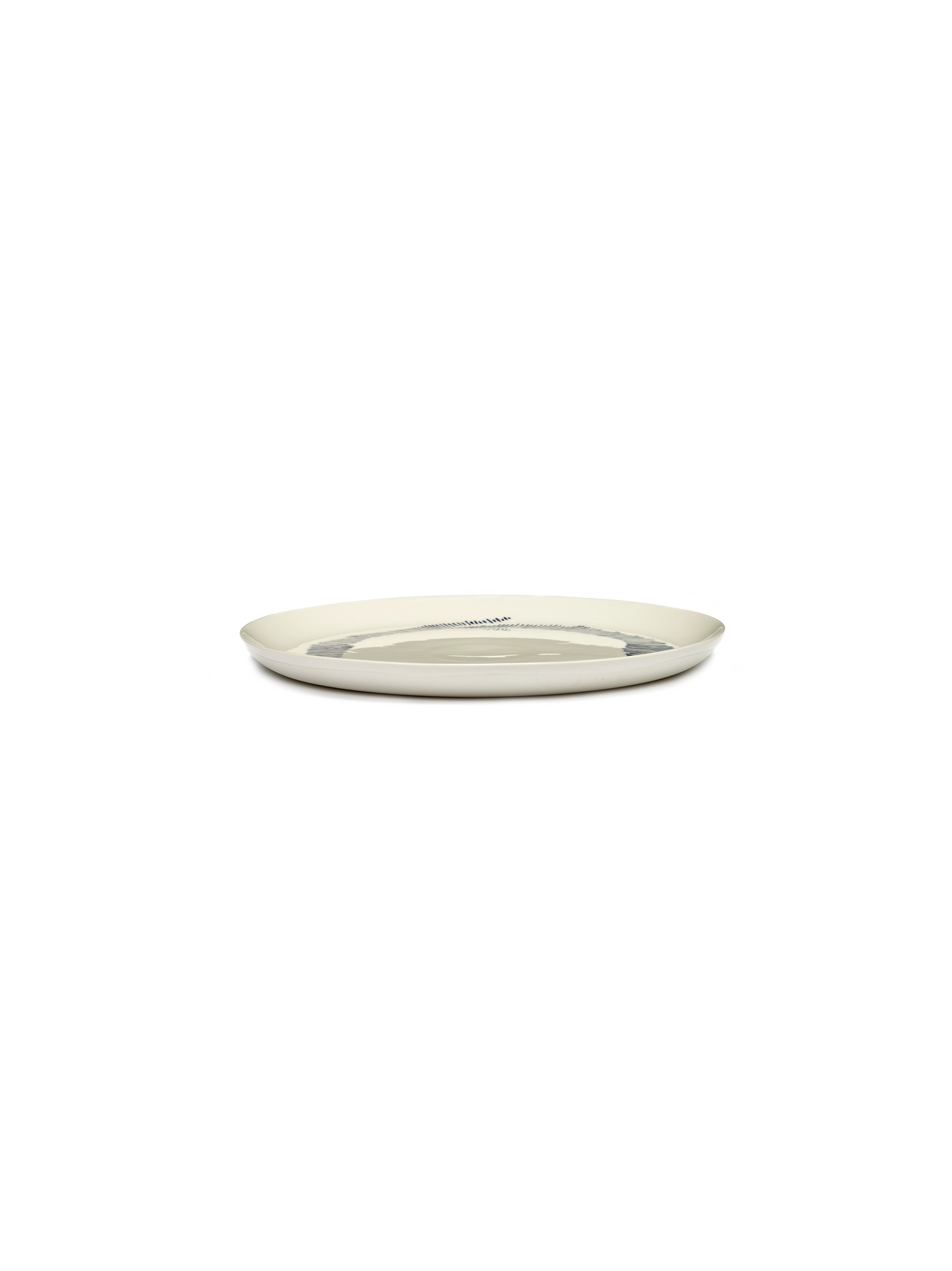 Feast  Dinner Plates, White Swirl Blue Stripes Set of 2