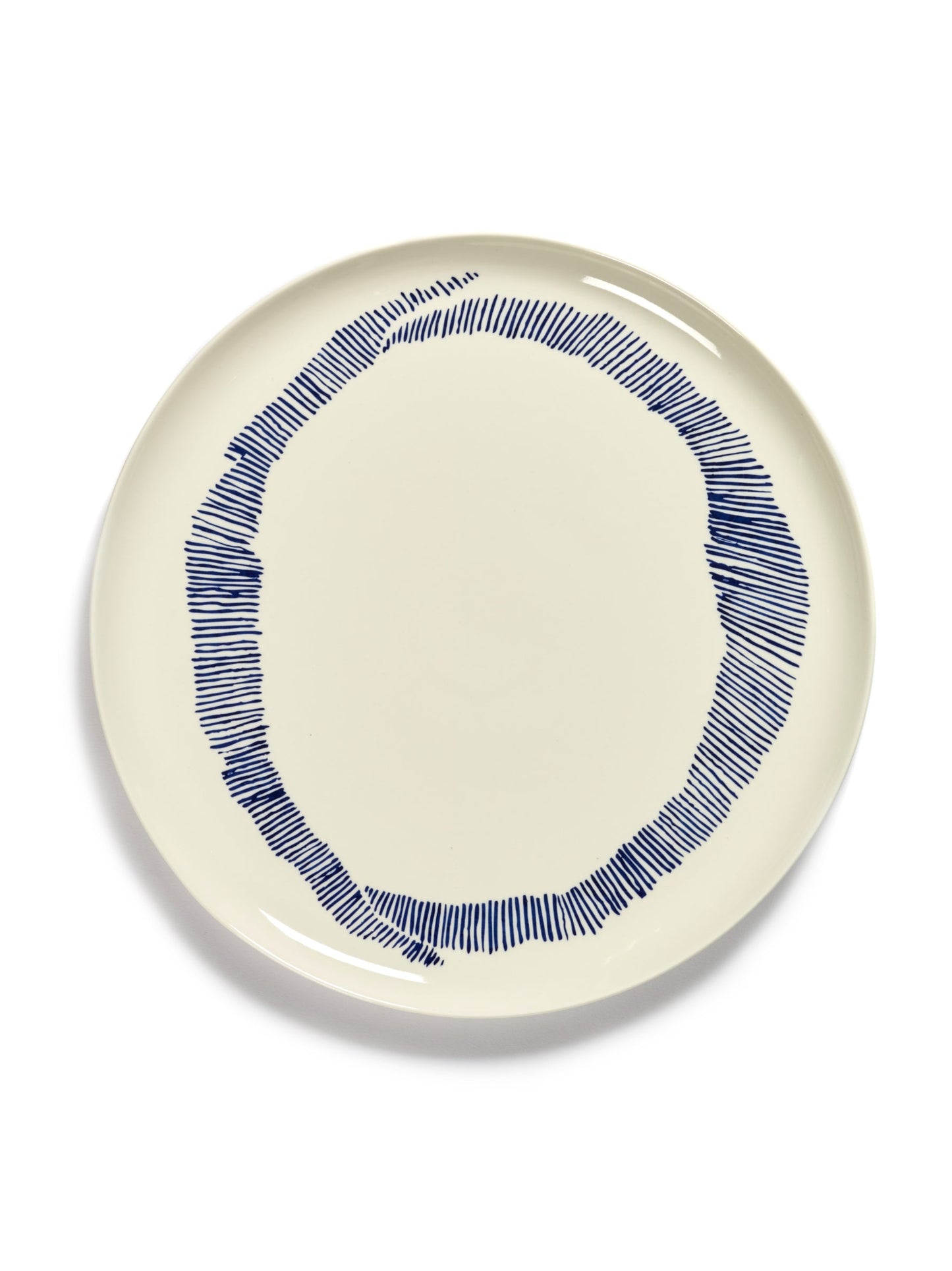 Feast Serving Plate, White  Blue Stripes