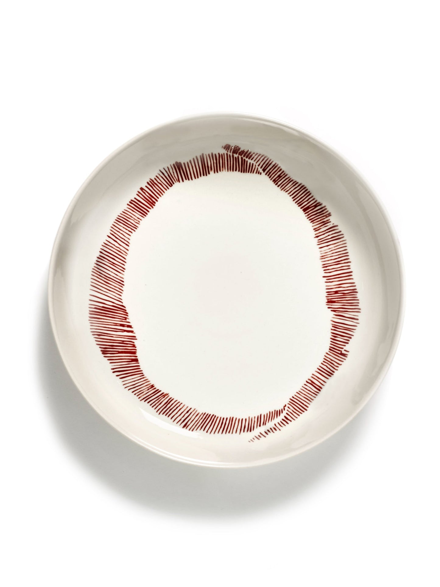Feast Deep Plates, White Red Stripes  Set of 2