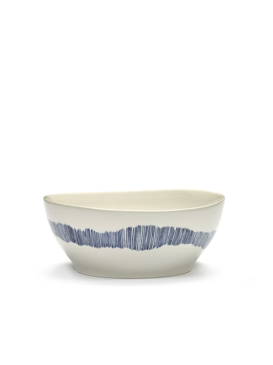 Feast  Bowls ,White Swirl Blue Stripes Set of 4
