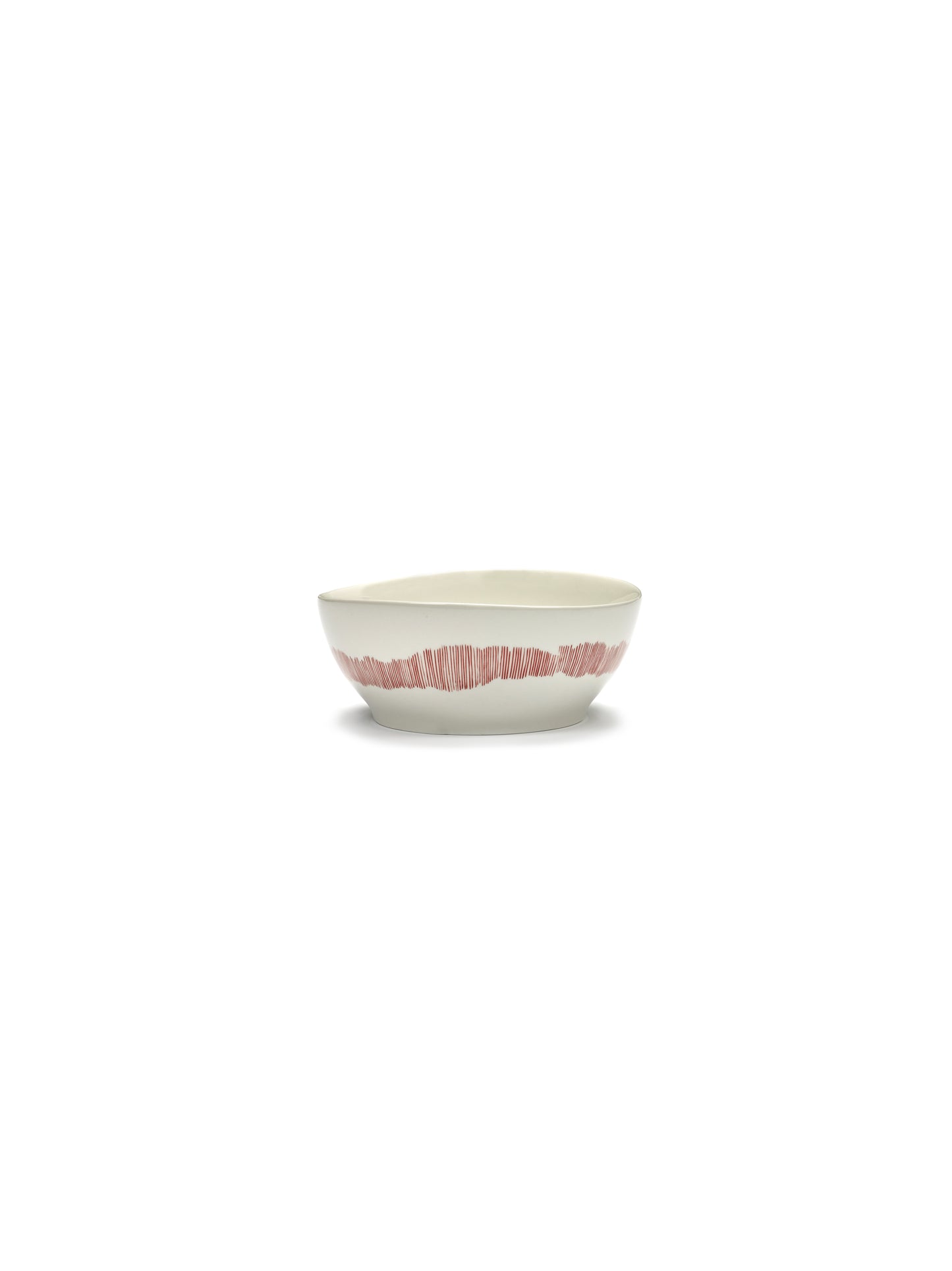 Feast Bowls ,White Swirl Red Stripes Set of 4