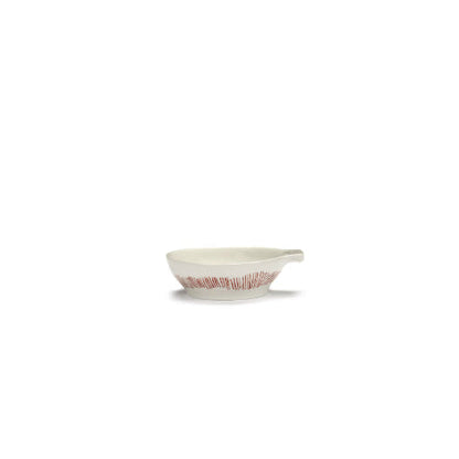 Feast Tapas Plate, White  Stripes Red Set Of 4