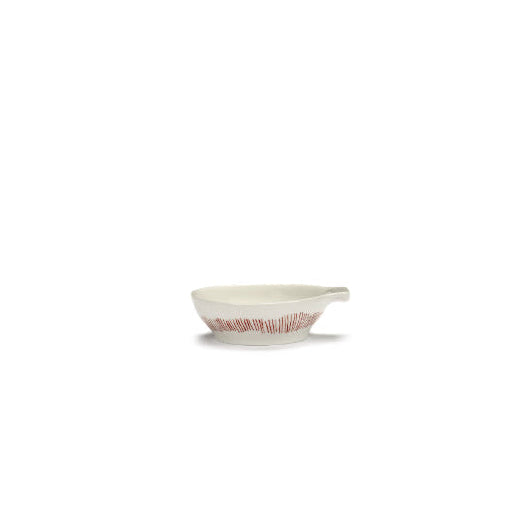 Feast Tapas Plate, White  Stripes Red Set Of 4