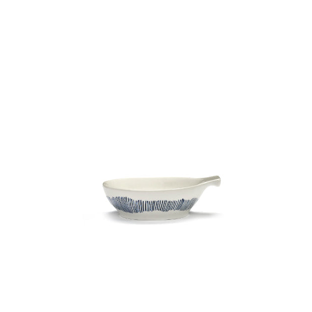 Feast Tapas Plate, White Stripes Blue Set Of 4