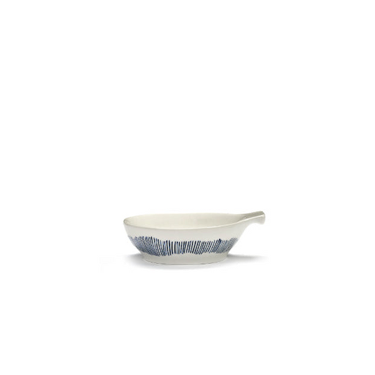 Feast Tapas Plate, White Stripes Blue Set Of 4