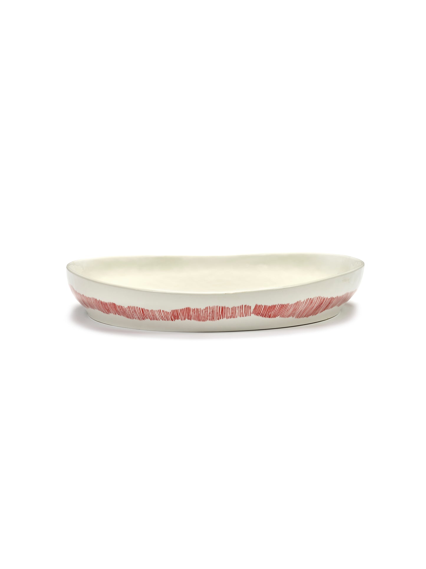 Feast Serving Plate, White Red Stripes