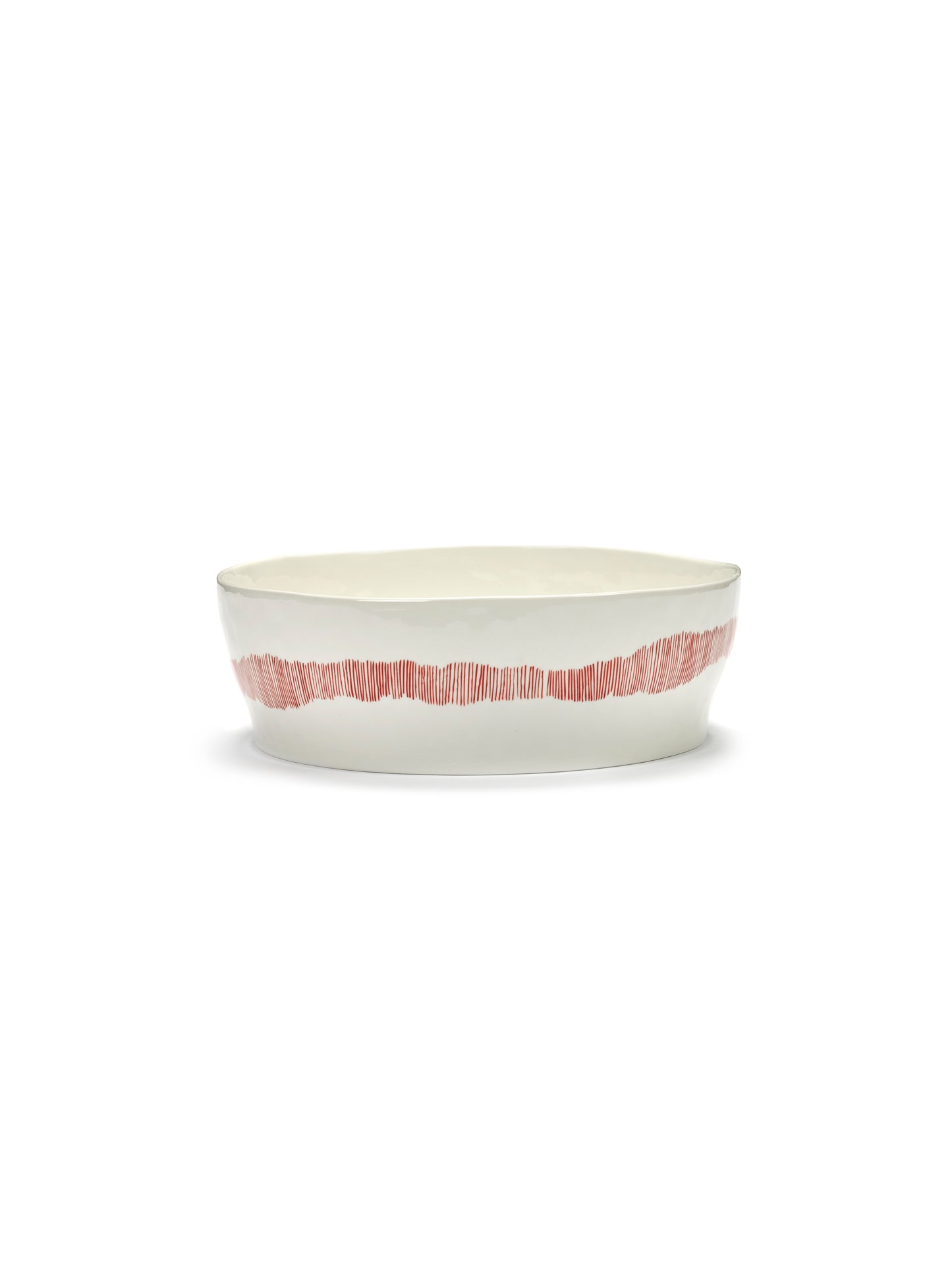 Feast  Salad Bowl,White Swirl Red Stripes