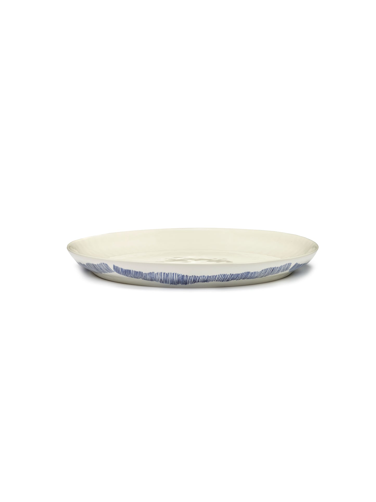 Feast Serving Plate, White  Blue Stripes - Small