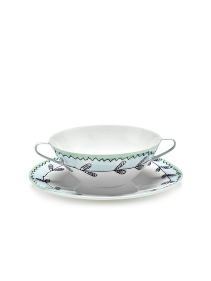 Blossom Milk Soup Bowls & Saucer  Set of 2