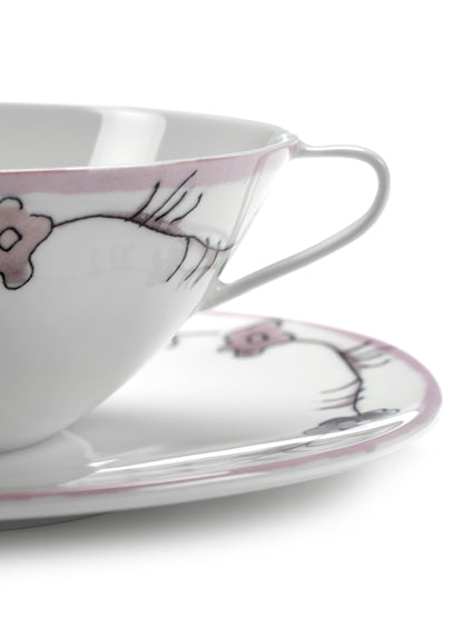 Dark Viola Soup Bowls With Saucer  Set of 2