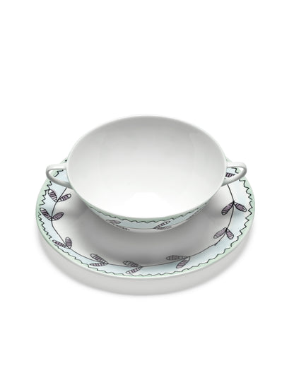 Blossom Milk Soup Bowls & Saucer  Set of 2