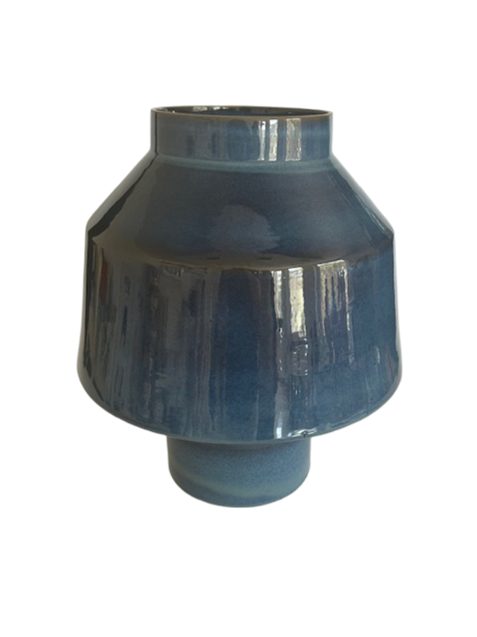 Blue Glazed Earthenware Vase – Small