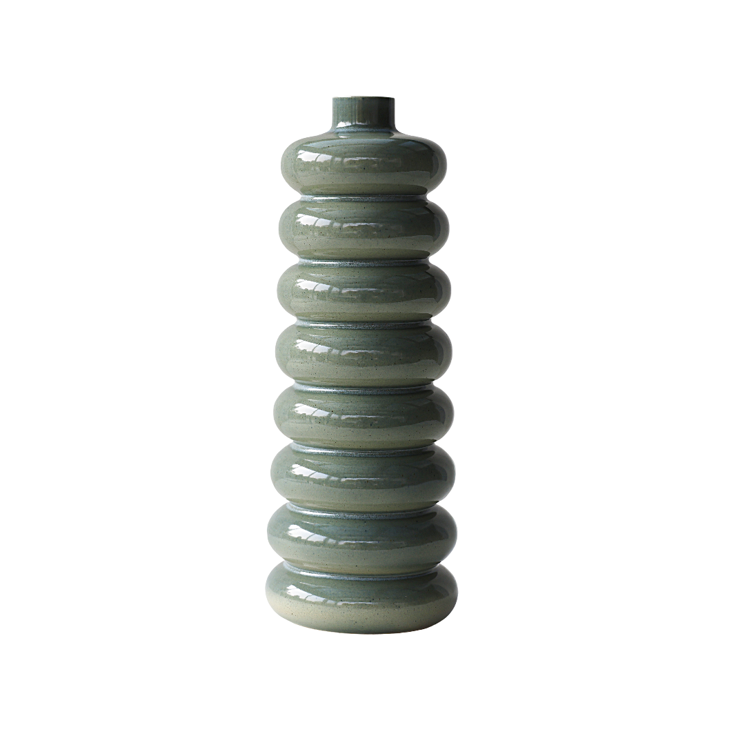Ringed Glaze Vase – Sculpted
