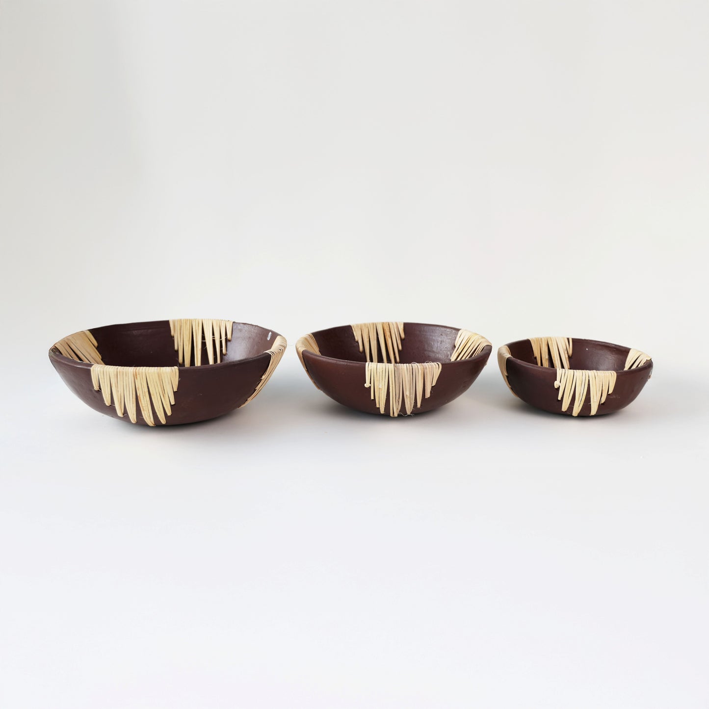 Brown Terracotta Rattan Crescent Bowl