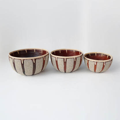 Ivory Stripe Clay Bowl