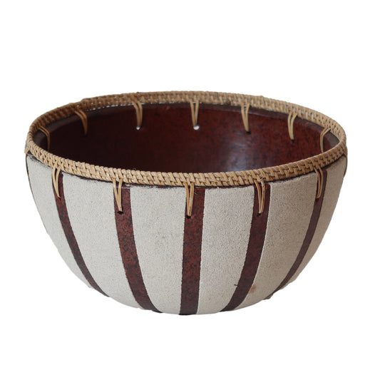 Ivory Stripe Clay Bowl