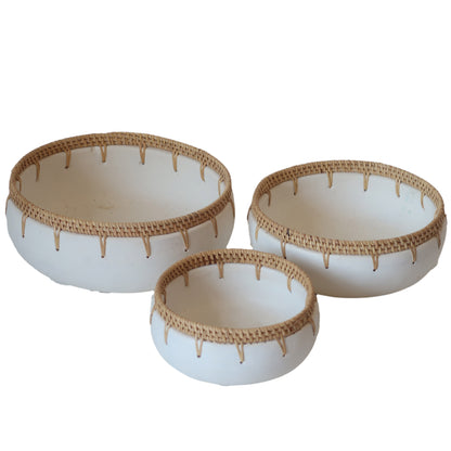 White Clay Rattan Spike Bowl