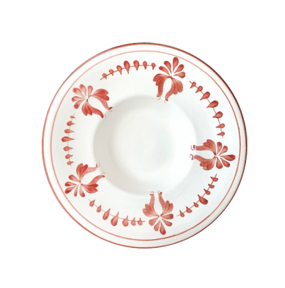Pasta Plate-Flor-Rust Red S/2