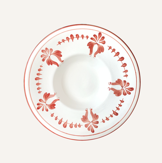 Pasta Plate-Flor-Rust Red S/2