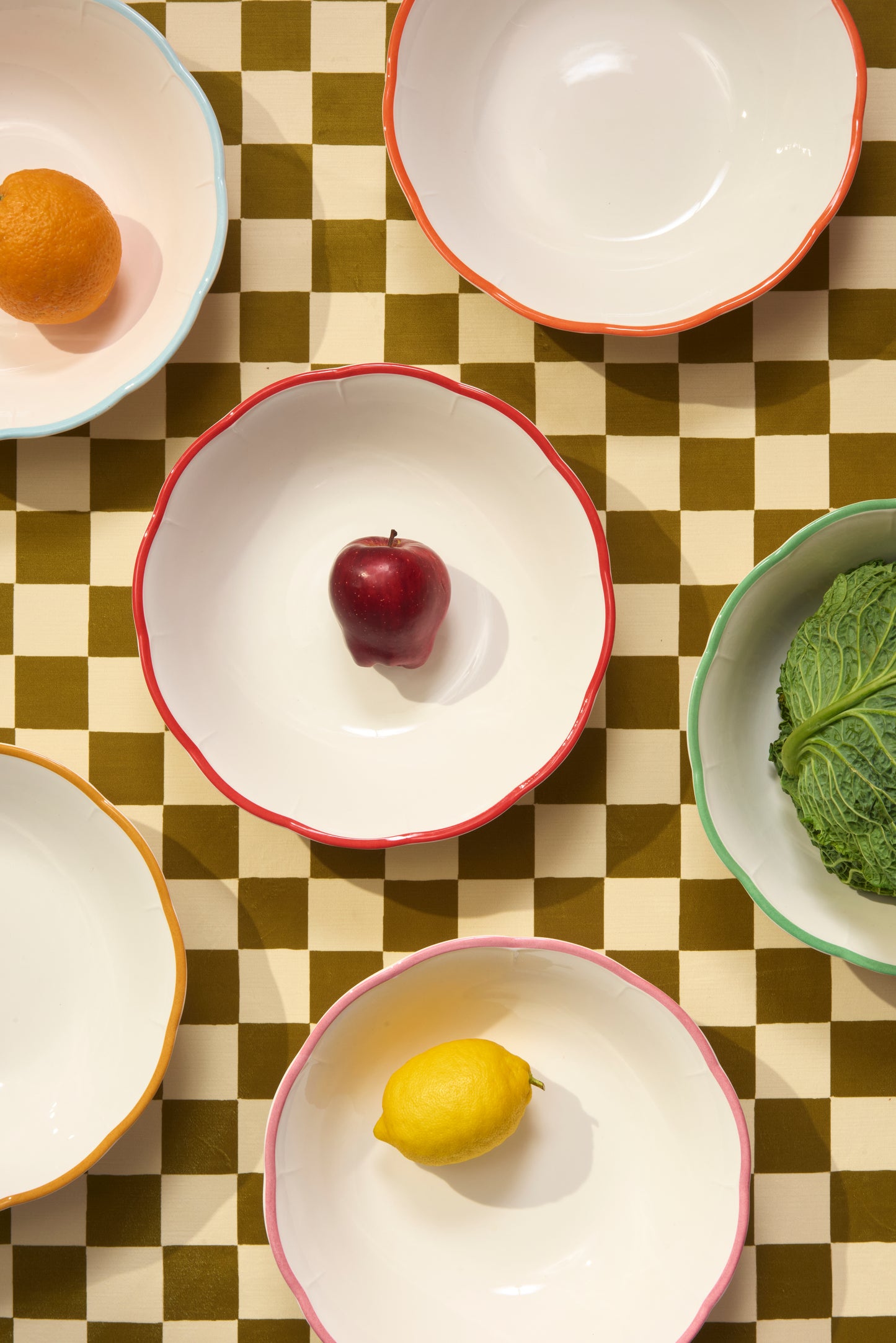Scalloped Rim Cereal Bowl Red