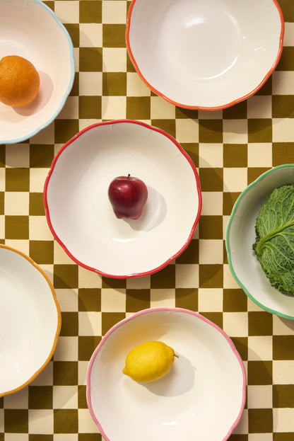 Scalloped Rim Salad Bowl Red