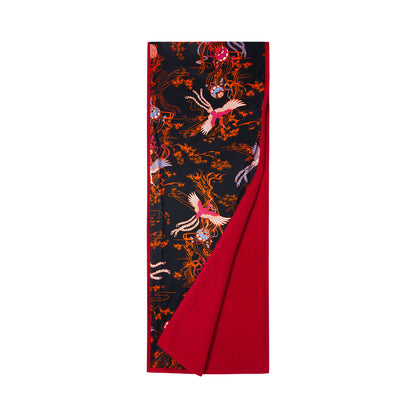 Women cashmere crane lining scarf Red