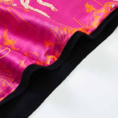 Women cashmere crane lining scarf Black