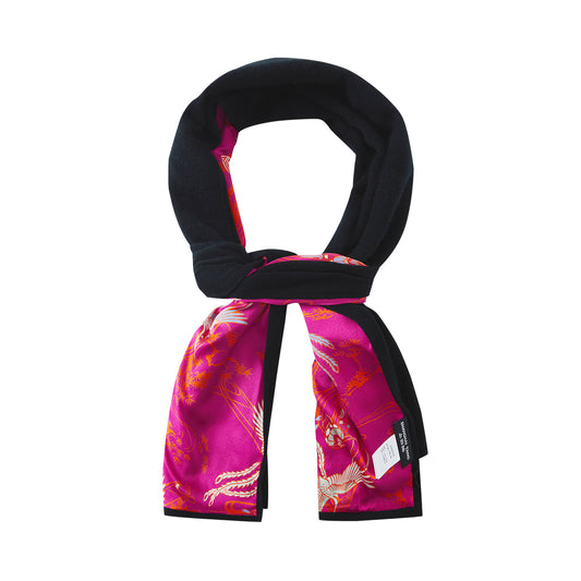 Women cashmere crane lining scarf Black