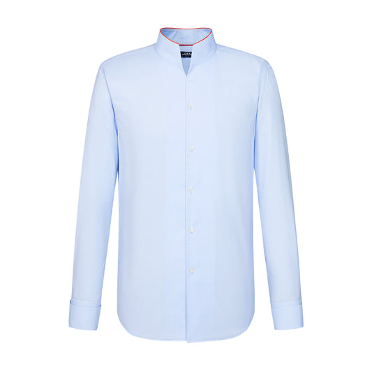 Contrast Colour Mandarin Collar Shirt Light Blue