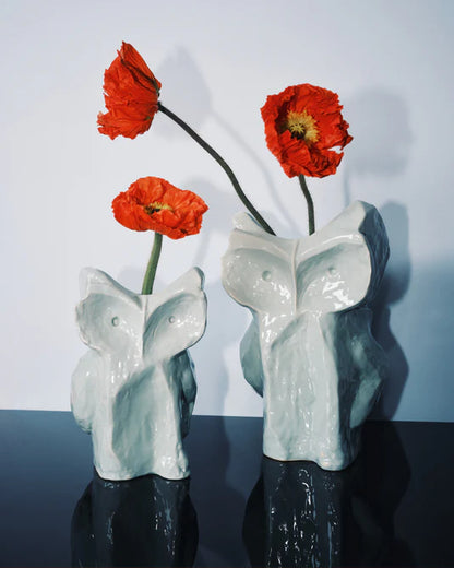 Owl Vase Light Blue