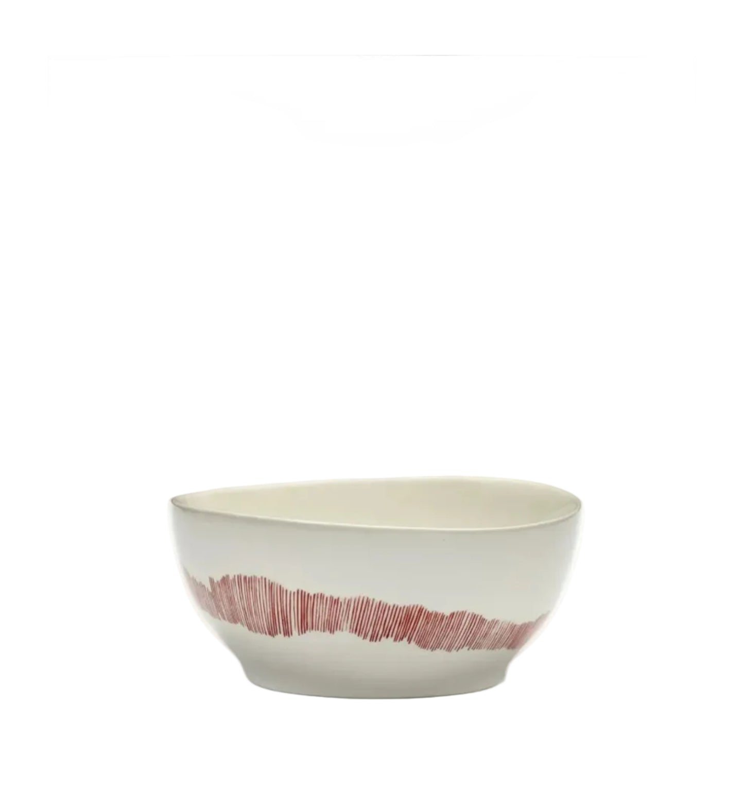 Feast Bowls ,White Swirl Red Stripes Set of 4