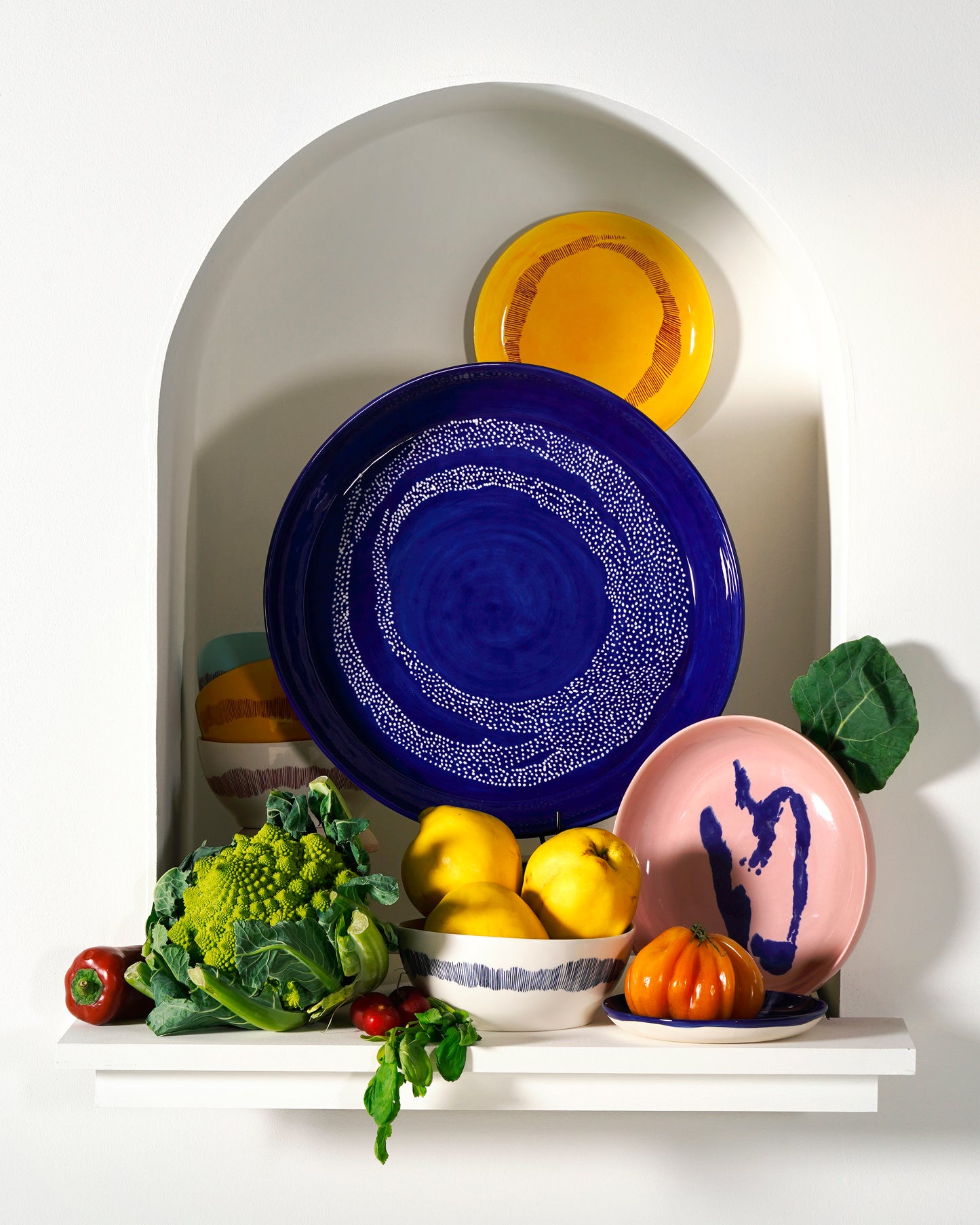 Feast Deep Serving Plate,  White Blue Stripes