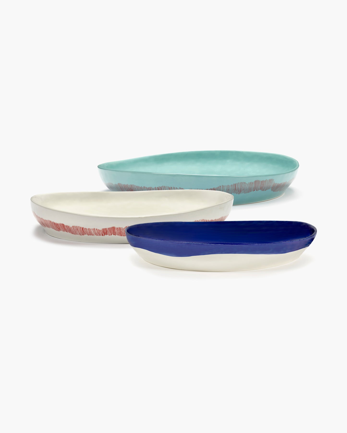 Feast Serving Plate, White Red Stripes