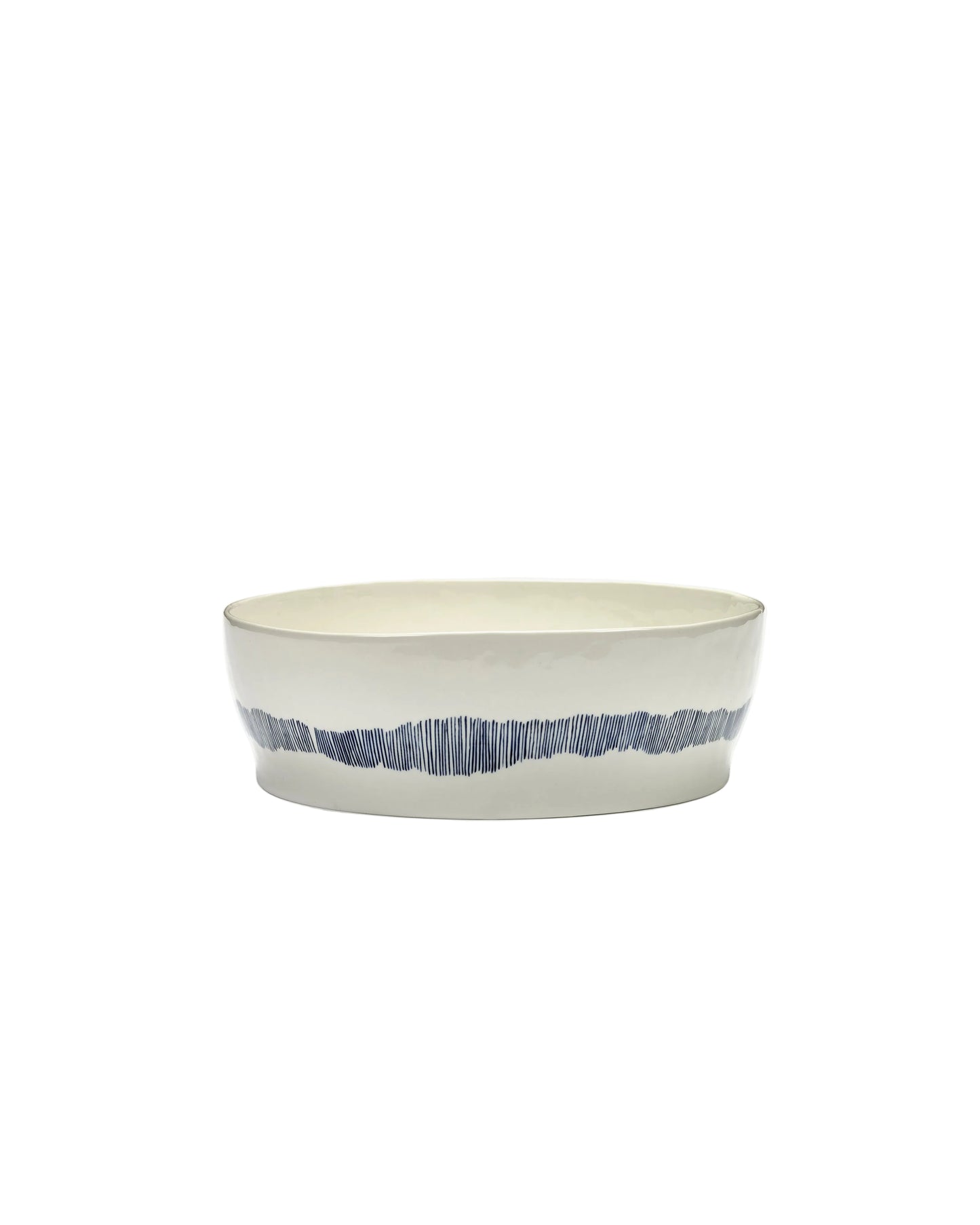 Feast Salad Bowl, White  Blue Stripes