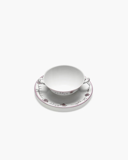 Dark Viola Soup Bowls With Saucer  Set of 2