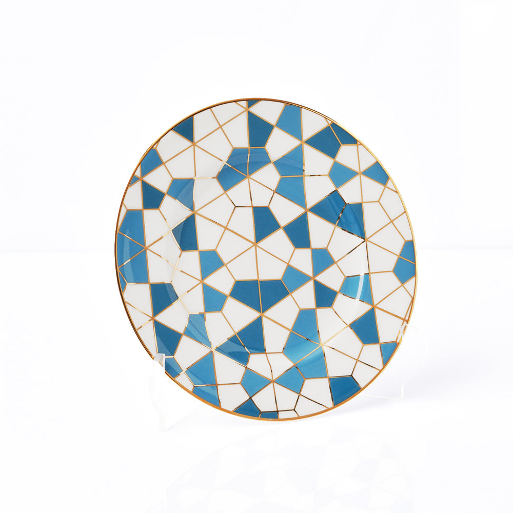 Geo Blue Salad & Dessert Plates  Set of 6