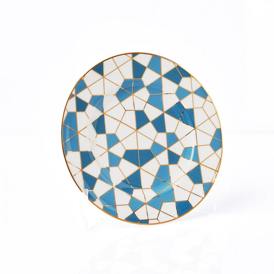 Geo Blue Salad & Dessert Plates  Set of 6