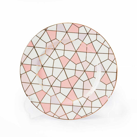 Geo Pink Salad & Dessert Plate  Set of 6